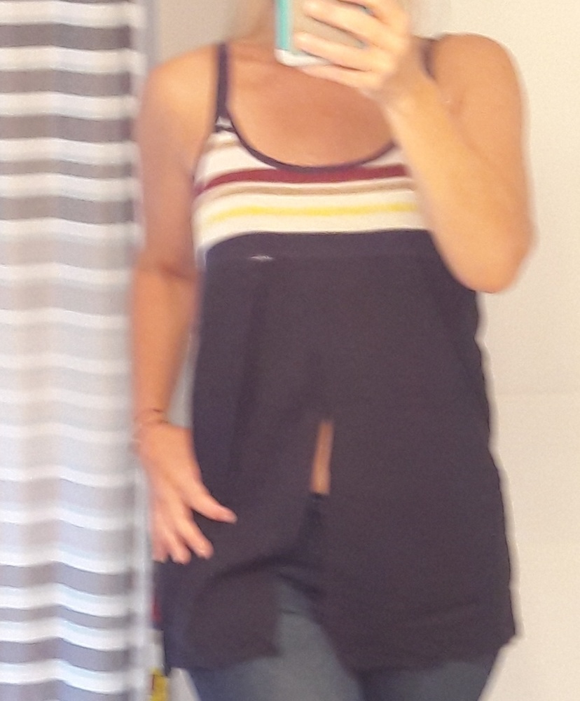Velvet split front long tank top